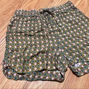 Japana High Waisted Drawstring Rayon Print Shorts